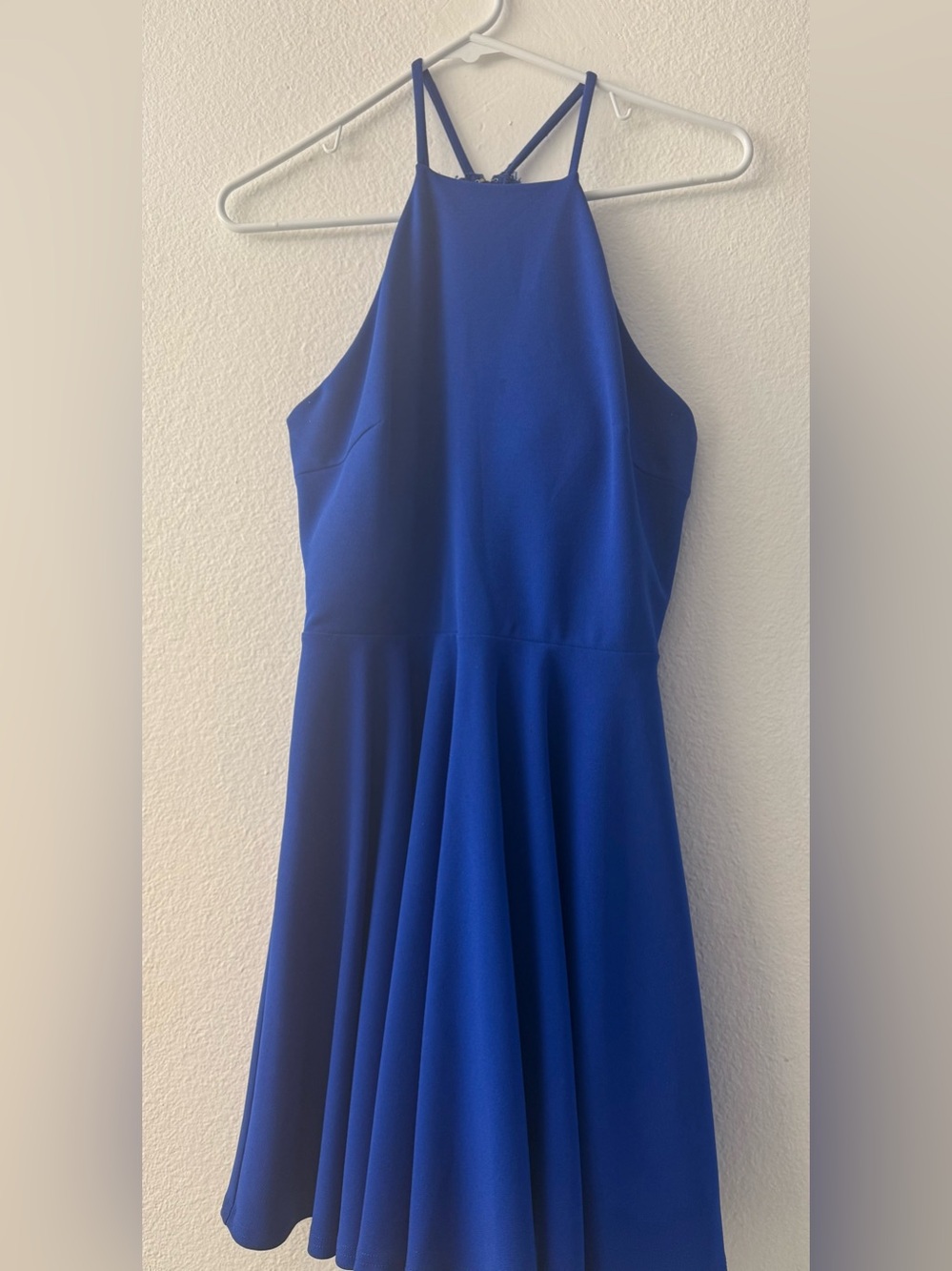 Papaya Royal Blue Halter Mini Dress